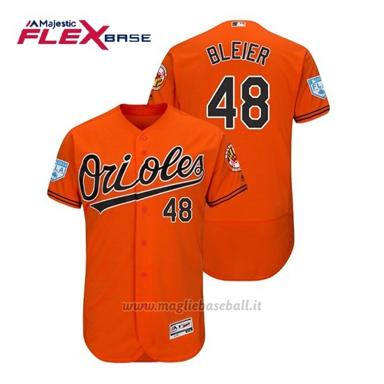Maglia Baseball Uomo Baltimore Orioles Richard Bleier Flex Base Entrenamiento De Primavera 2019 Arancione